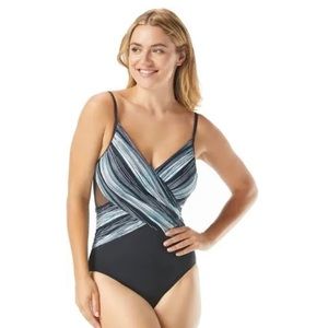 Coco Reef Blue Grotto Sterling V- Neck One Piece Black / Multicolor Swimsuit